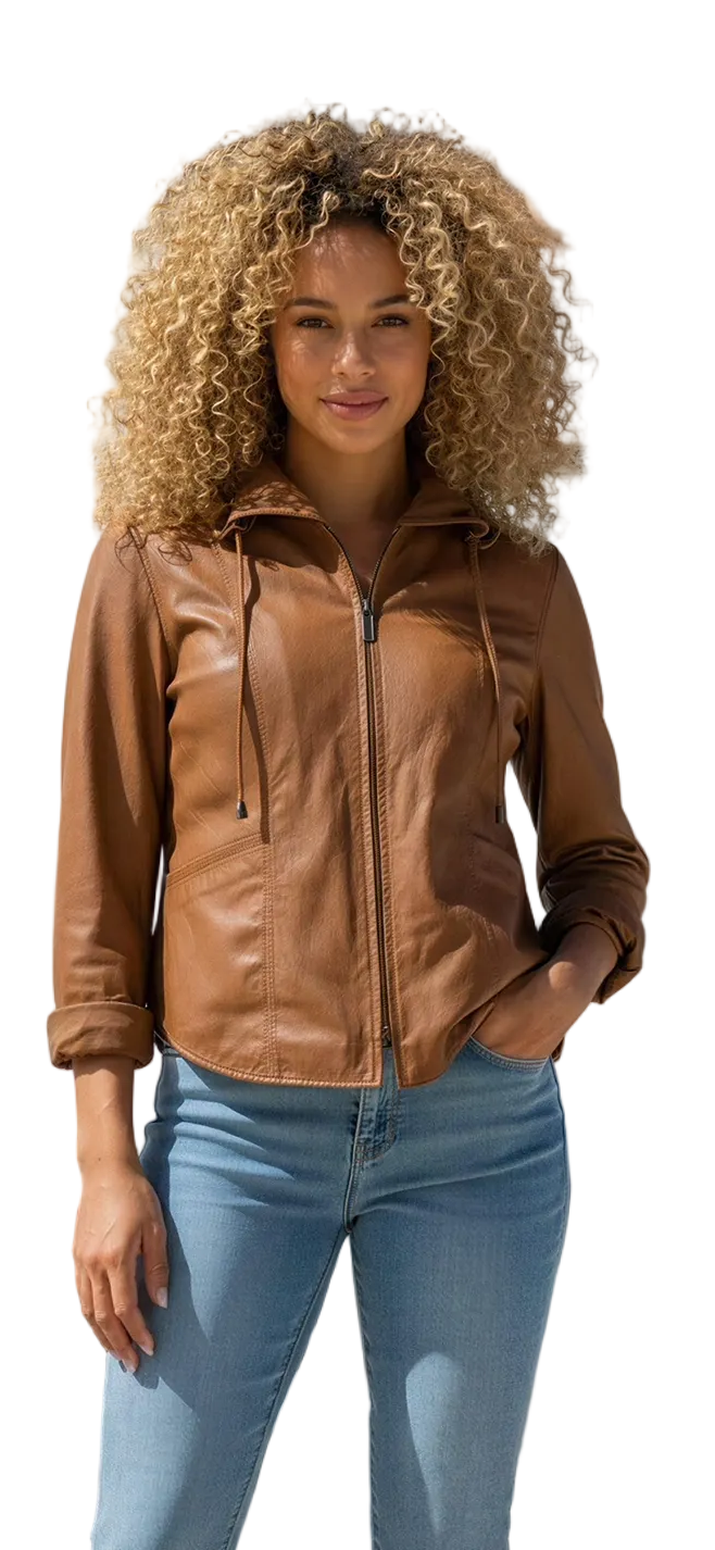 Blue Ice Tan Italian Leather Jacket