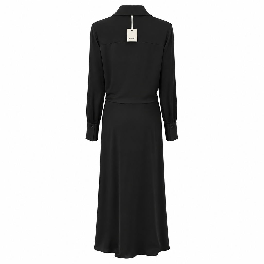 SIMKHAI TATITA DRAPE FRONT MIDI DRESS BLACK 0