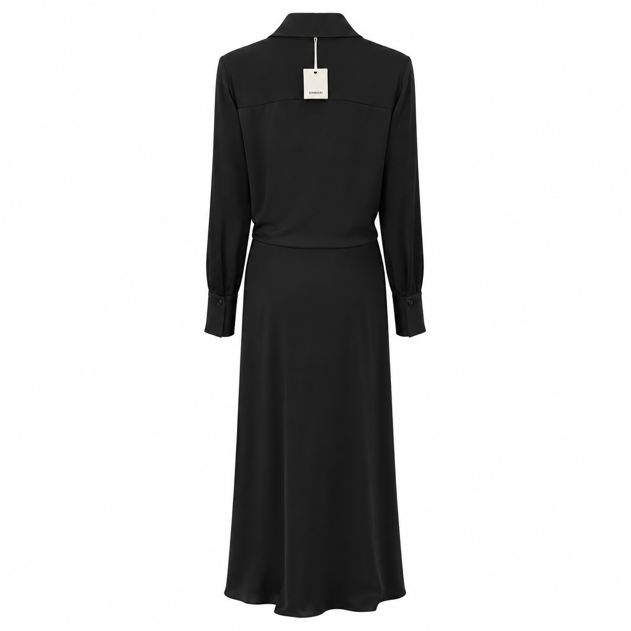 SIMKHAI TATITA DRAPE FRONT MIDI DRESS BLACK 0