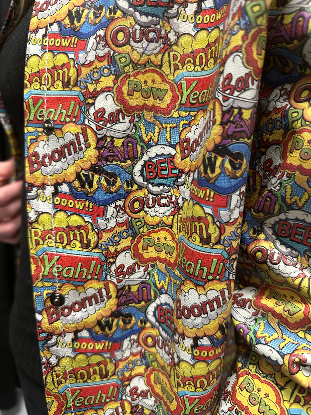 Italian Leather Comic Pattern Italian Leather Jacket (XS & S)