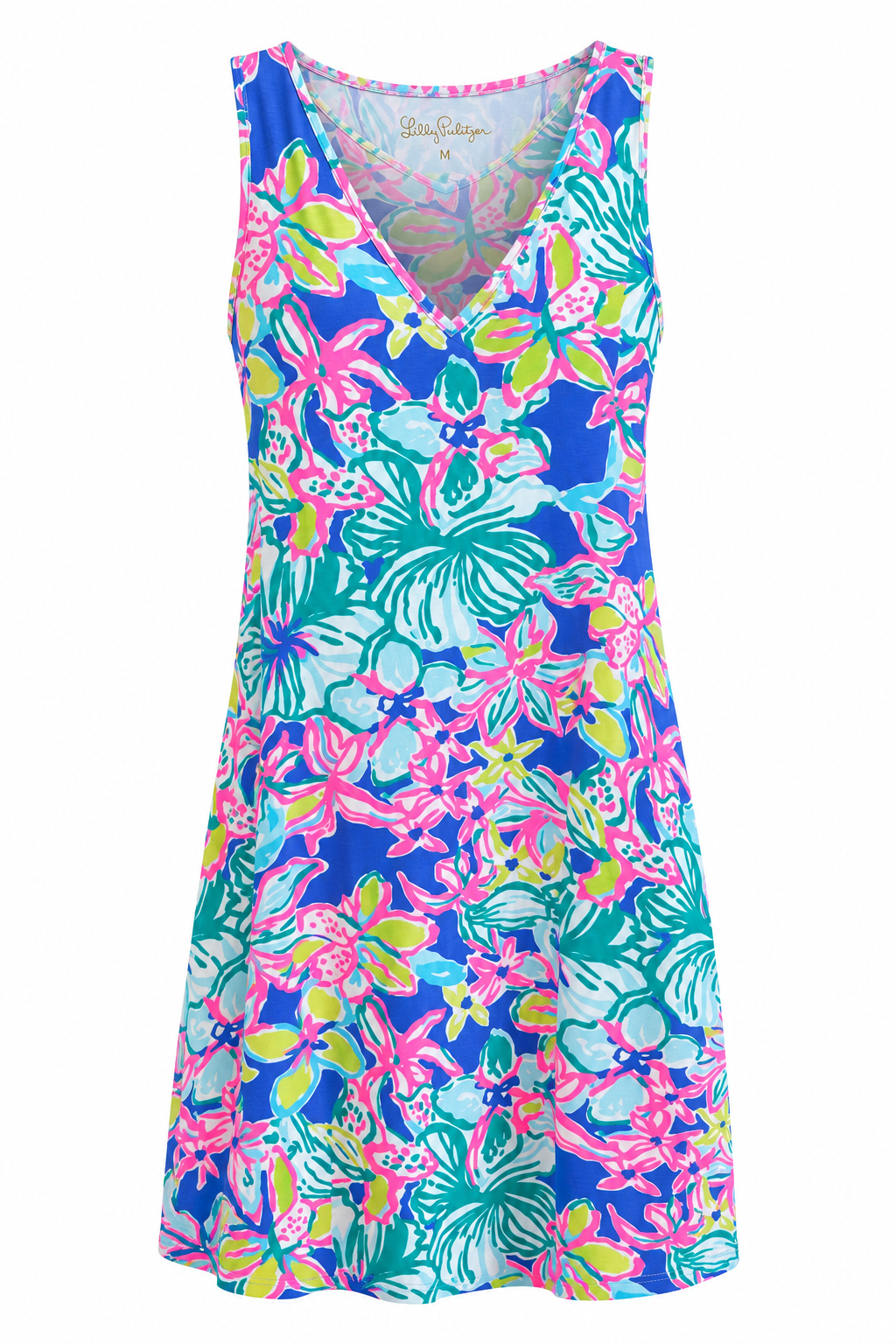 LILLY PULITZER BLYTHE V-NECK SWING DRESS IRIS BLUE CASA AZUL LARGE