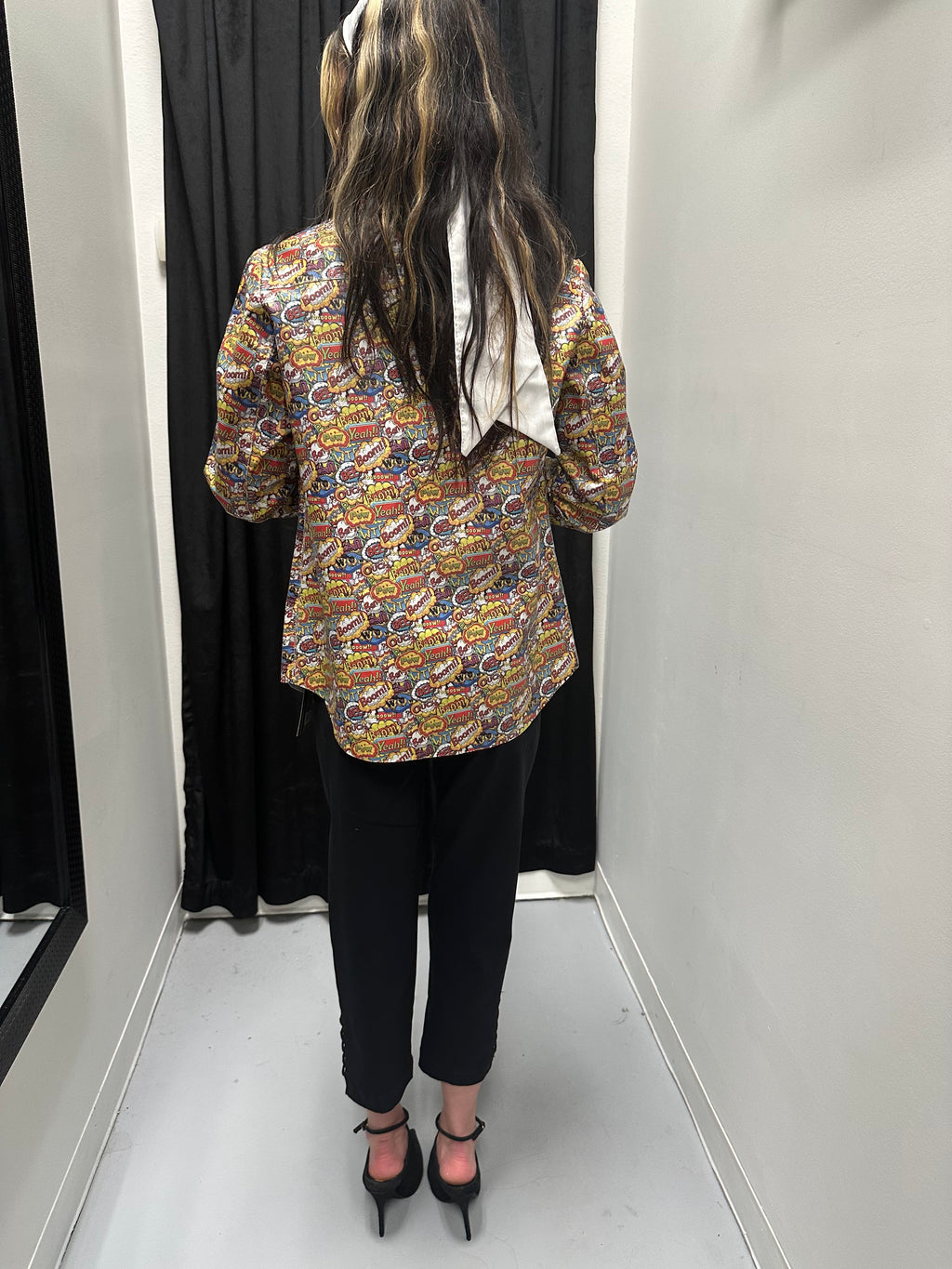 Italian Leather Comic Pattern Italian Leather Jacket (XS & S)