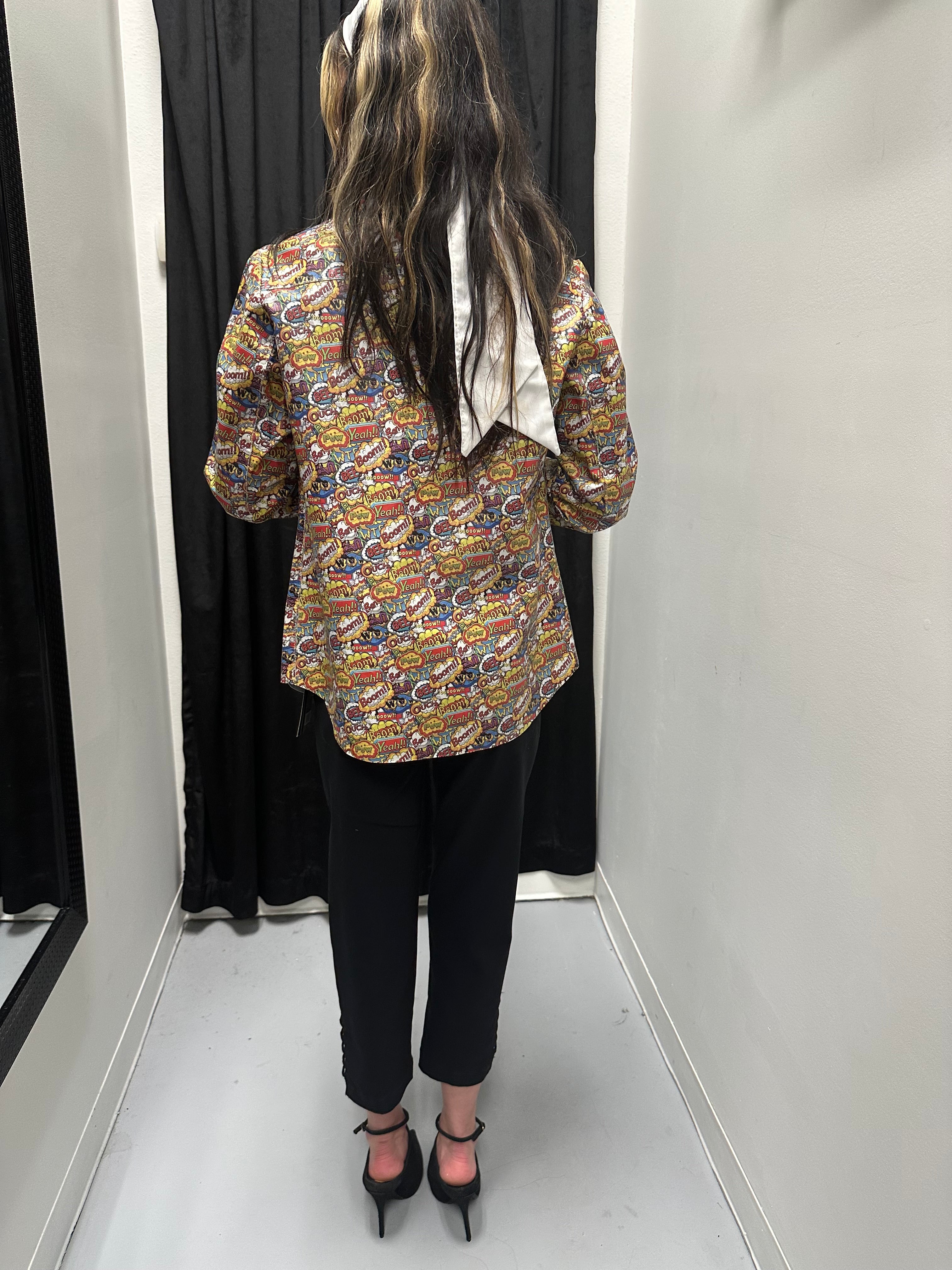 Italian Leather Comic Pattern Italian Leather Jacket (XS & S)