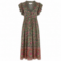 LOVE THE LABEL GREEN FLORAL PRAIRE DRESS MEDIUM