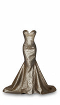 Antique gold Strapless Sweetheart Jacquard Mermaid Prom Gown By Mac Duggal