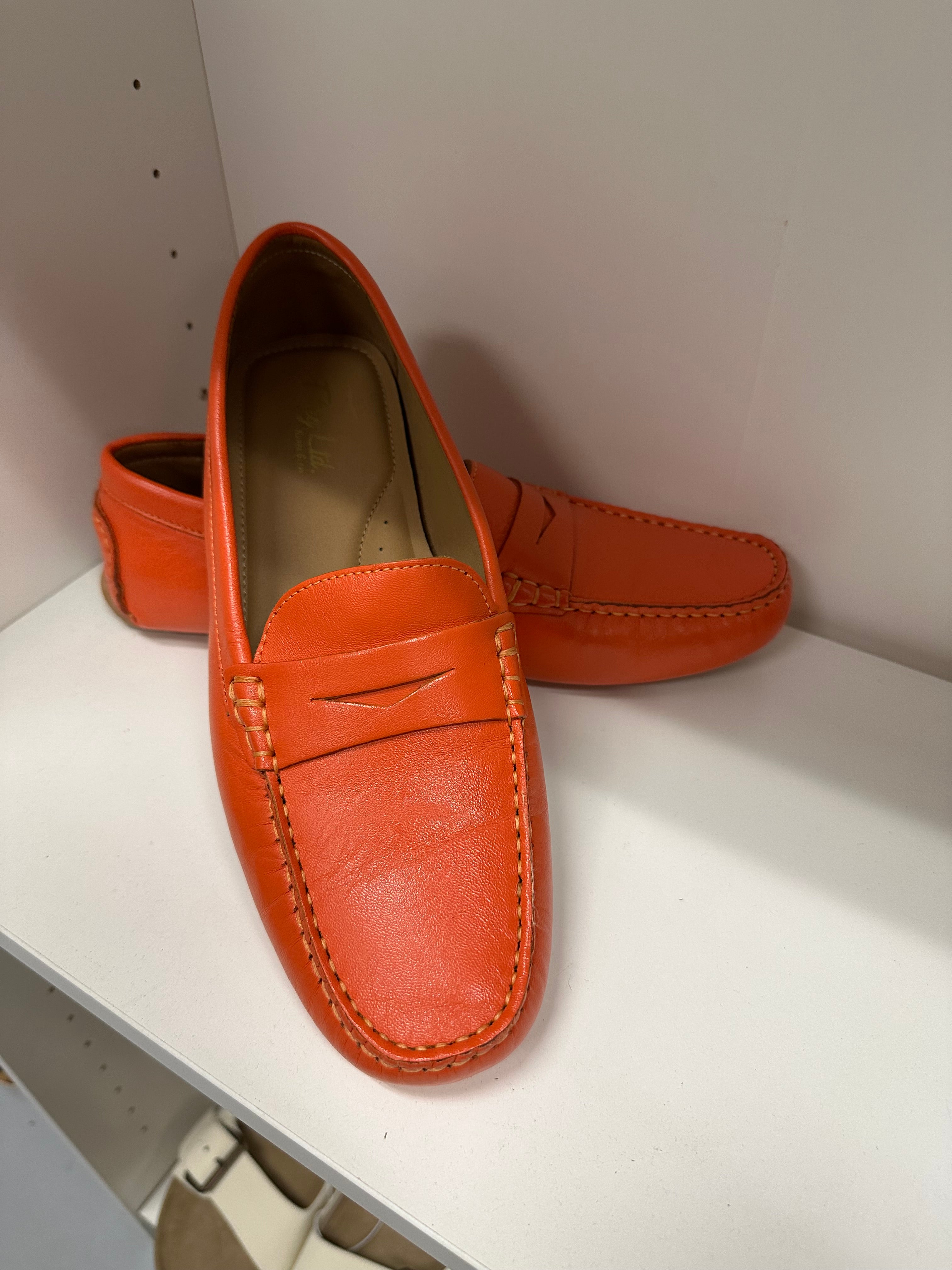 Orange Leather Loafers by Flag LTD Sz 9.5
