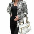 Italian Leather Black & White Paisley Jacket (XS)