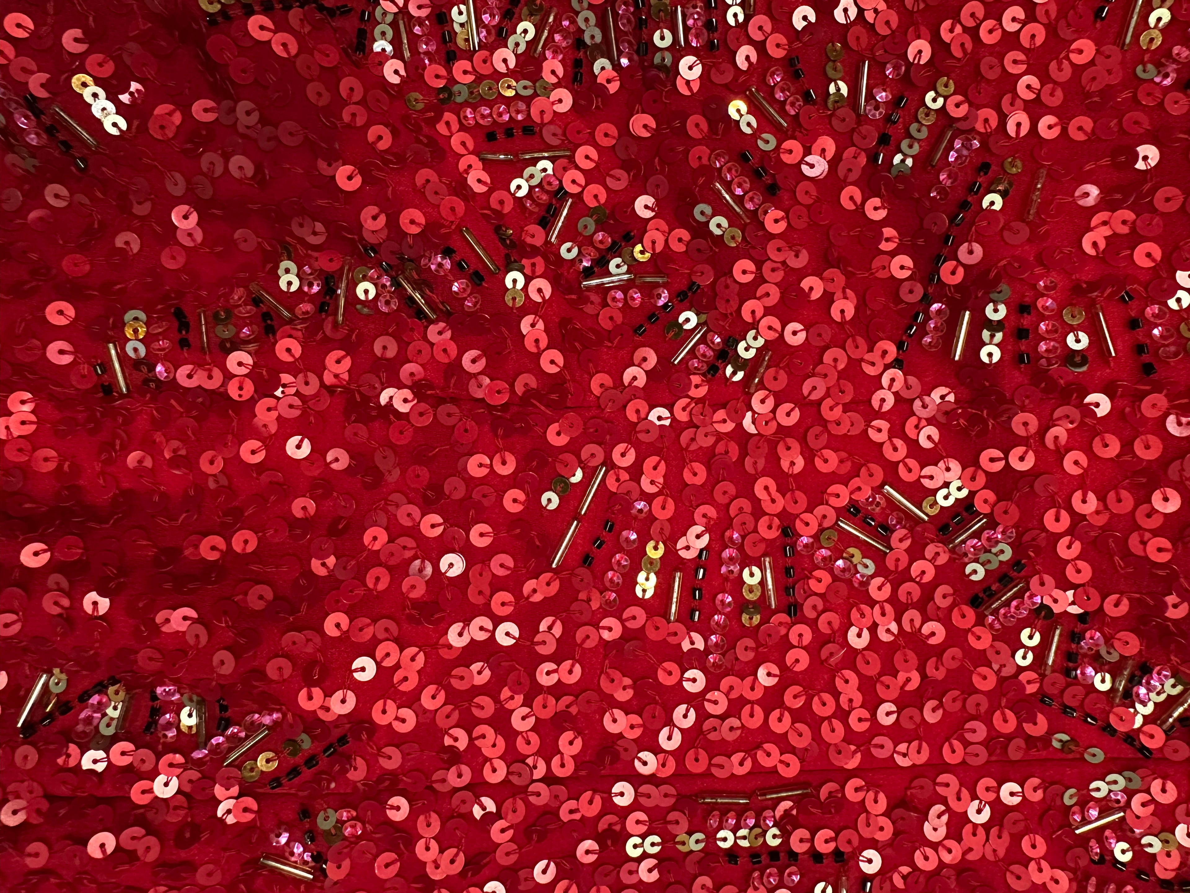 DRS Kim Karan Red Sequined Dress Sz 12