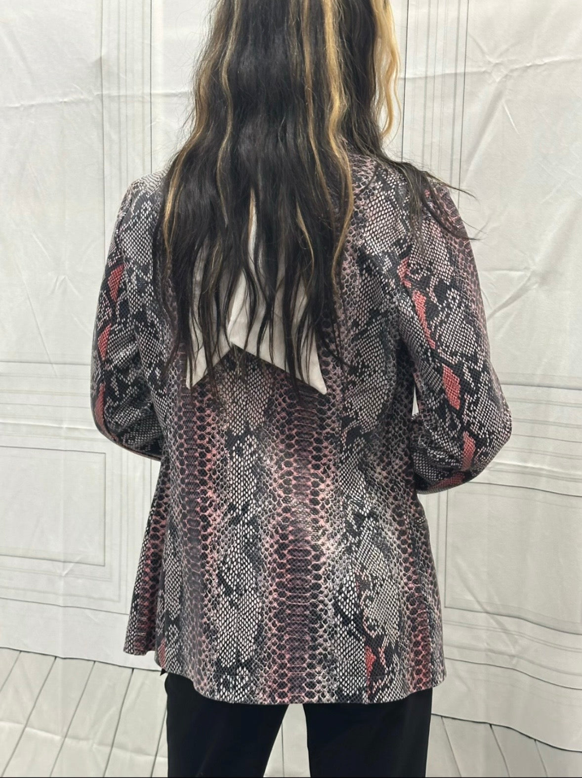 Python Italian Leather Blazer (Pink & B-n-W)