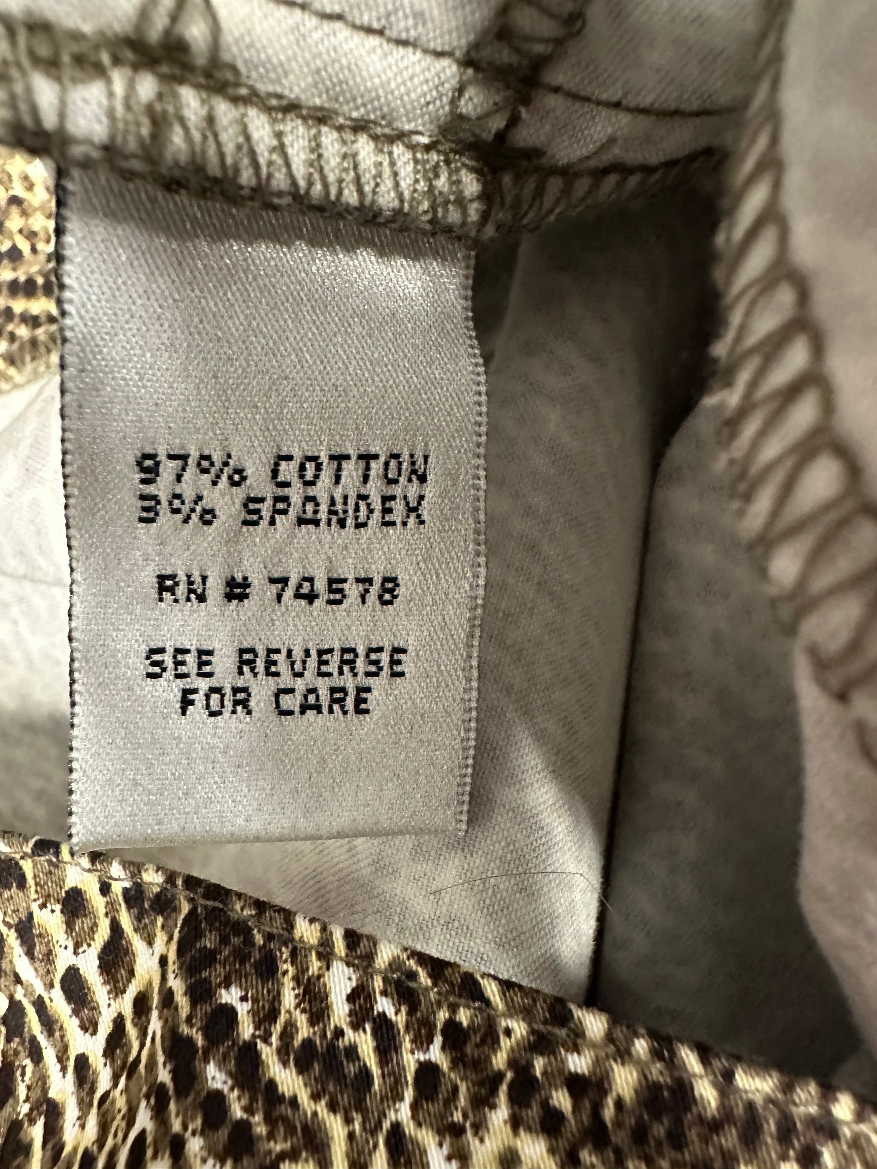 Cotton & Spandex Brown Python Pants Sz 6