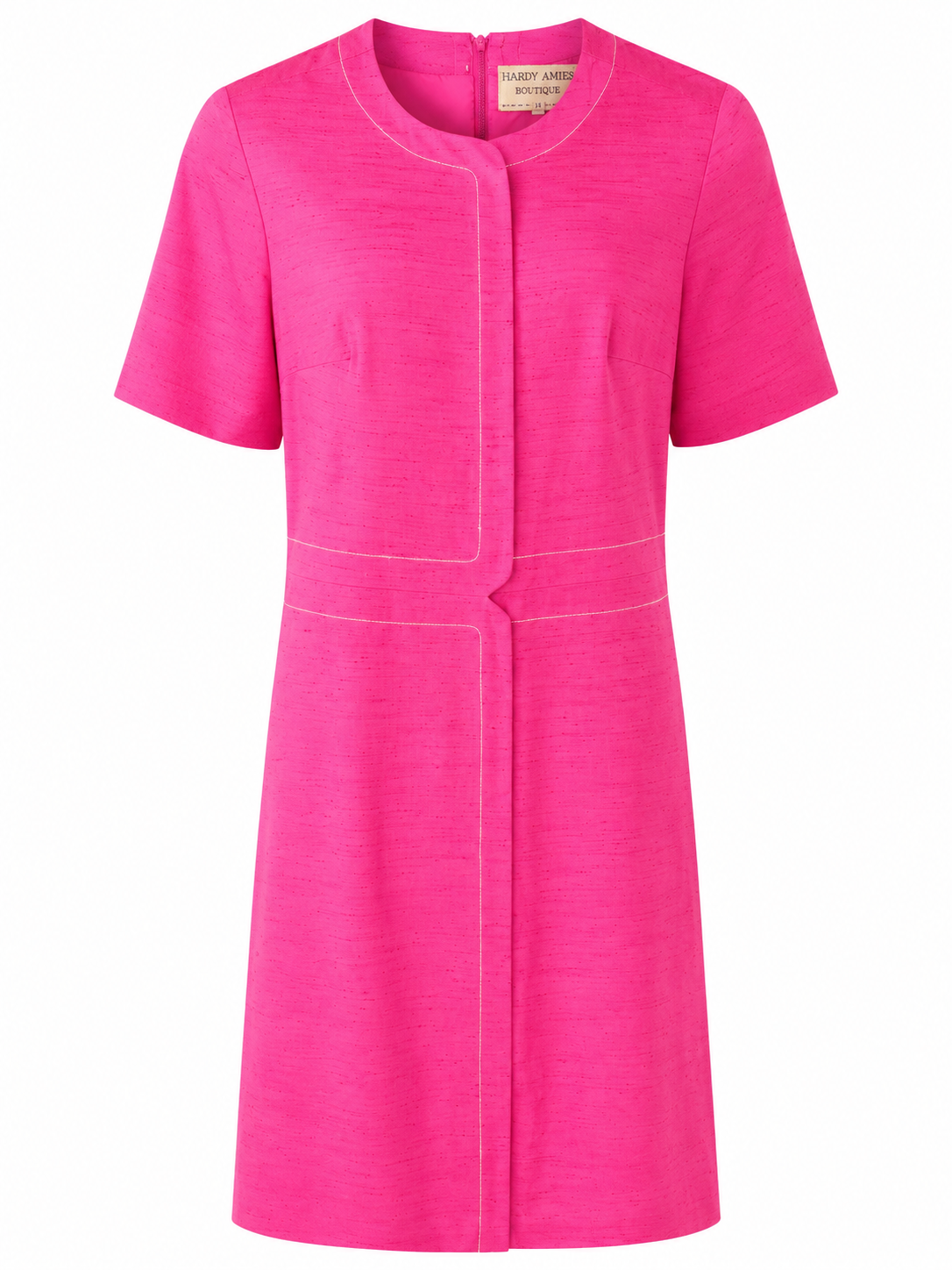 HARDY AMIES BOUTIQUE VINTAGE 1970S PINK WOOL DRESS 12