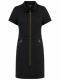 ST. JOHN COLLECTION ZIP FRONT MAROCAIN CREPE DRESS SIZE 16 BLACK 16