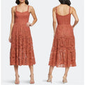 DRESS THE POPULATION JENNIFER LACE MIDI RUST LARGE
