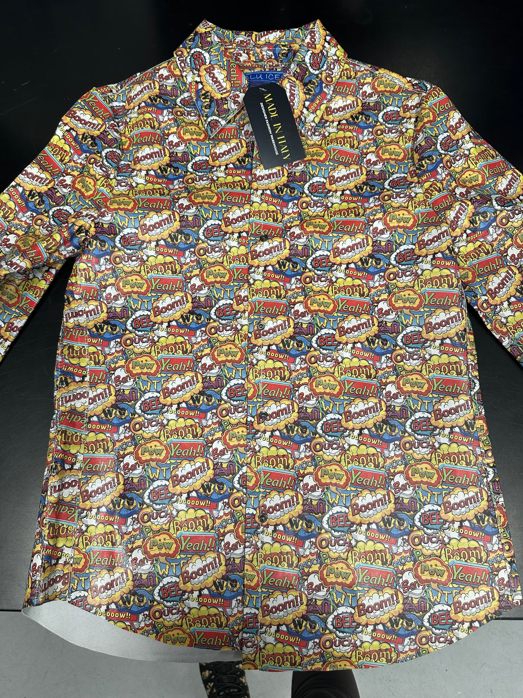 Italian Leather Comic Pattern Italian Leather Jacket (XS & S)