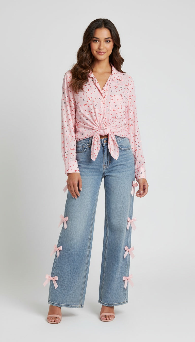 JNS Disclosure Pink Bow Jeans