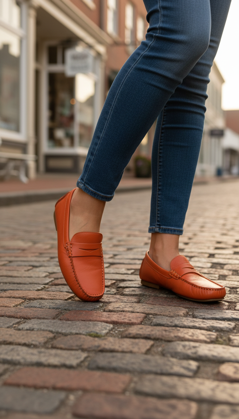 Orange Leather Loafers by Flag LTD Sz 9.5