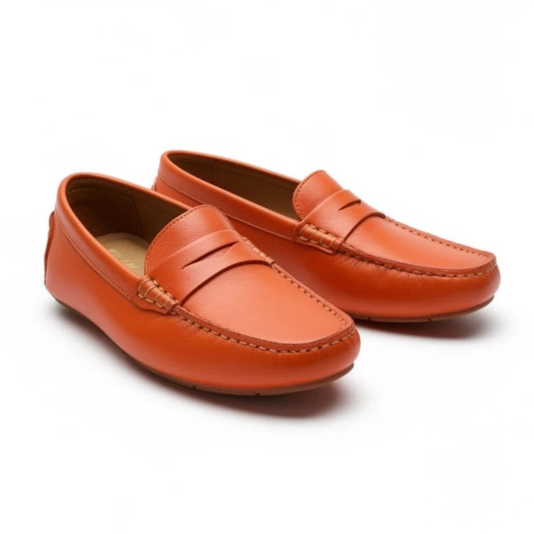 Orange Leather Loafers by Flag LTD Sz 9.5