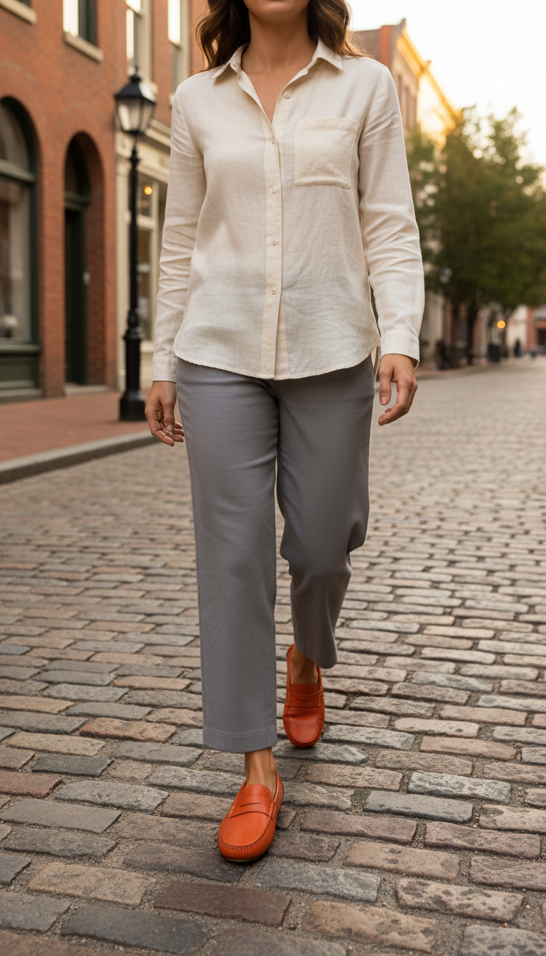 Orange Leather Loafers by Flag LTD Sz 9.5