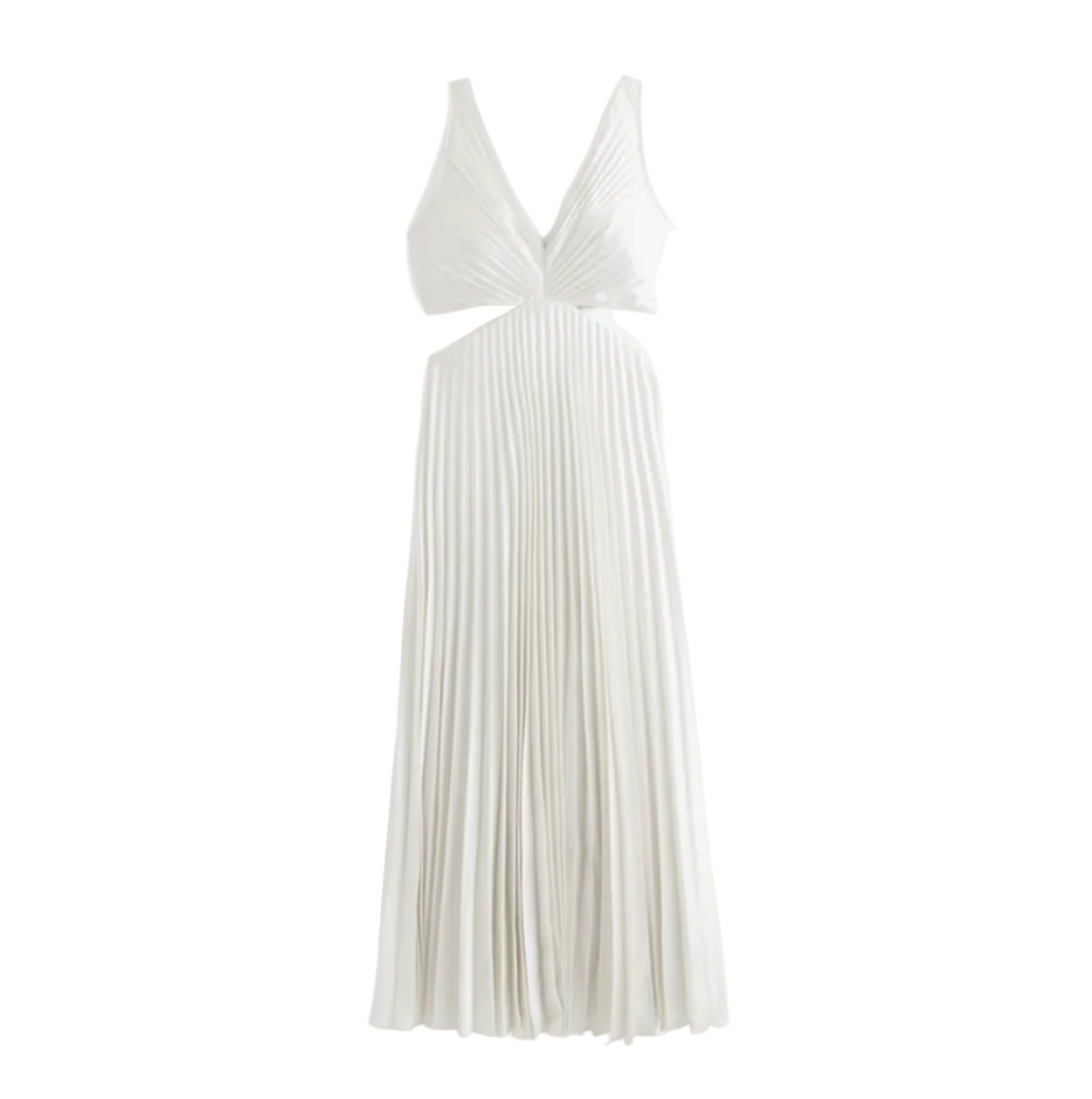 Giselle Pleated Cutout Maxi Dress by Abercrombie & Fitch