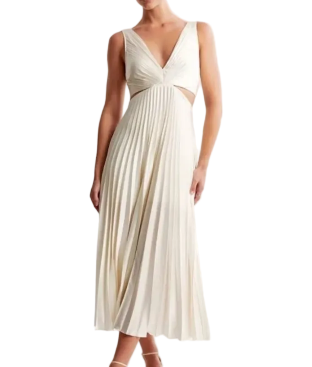Giselle Pleated Cutout Maxi Dress by Abercrombie & Fitch
