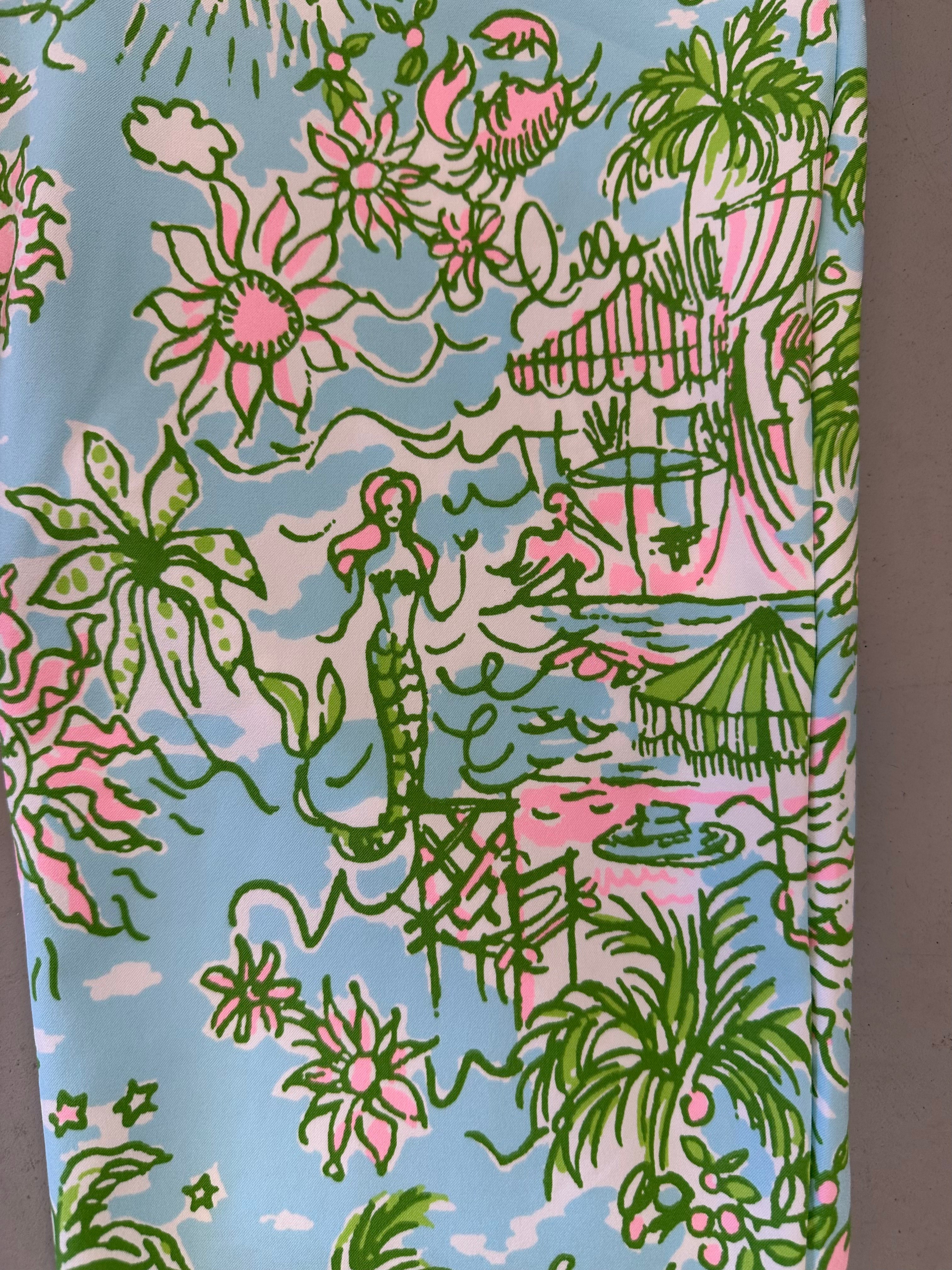 Lilly Pulitzer UPF 50+ Luxletic 28" Corso Pant - Fresh Water Blue Sunbathers Bliss Golf