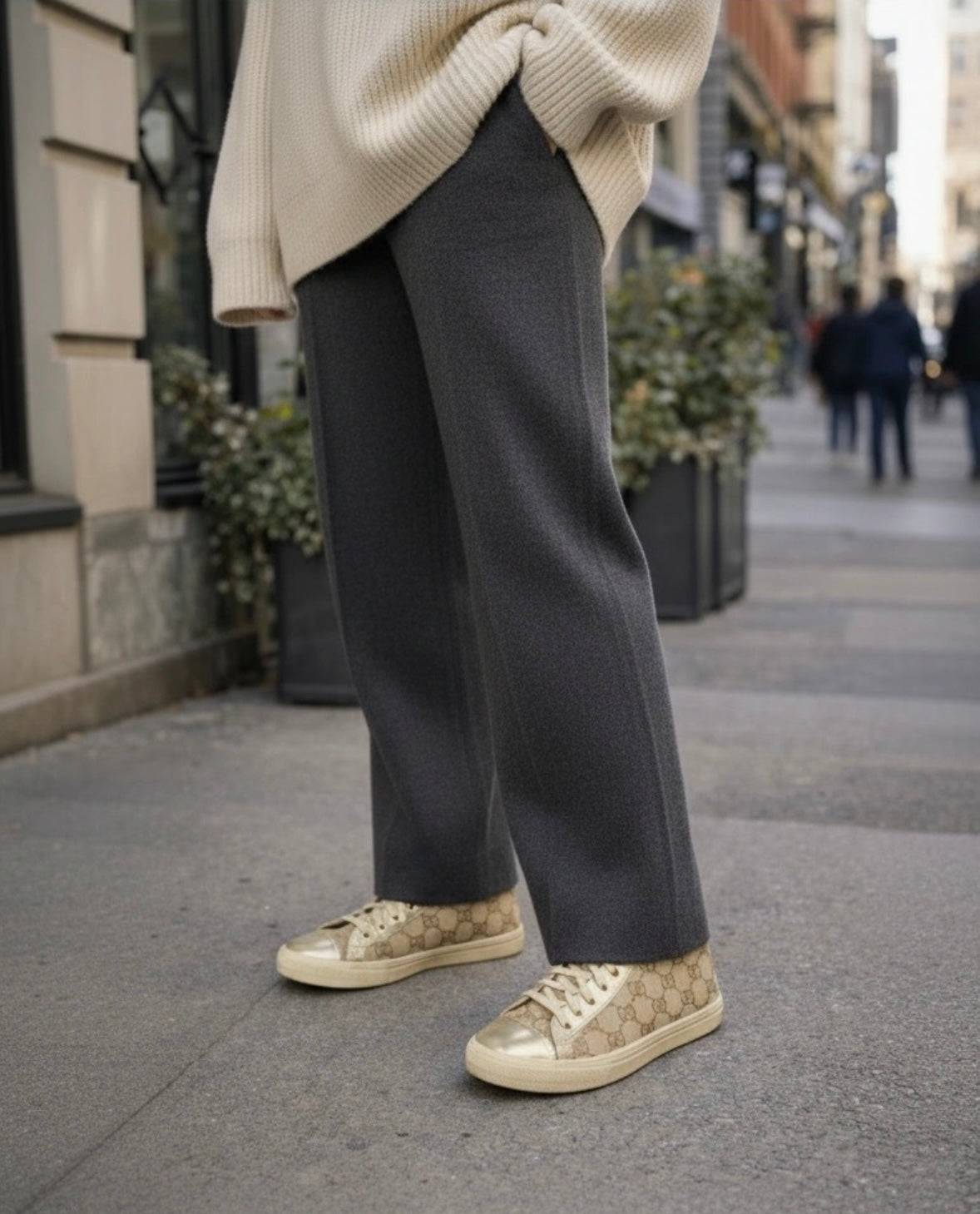 Gold Toe Gucci Brooklyn Monogram Canvas High Top Sneakers