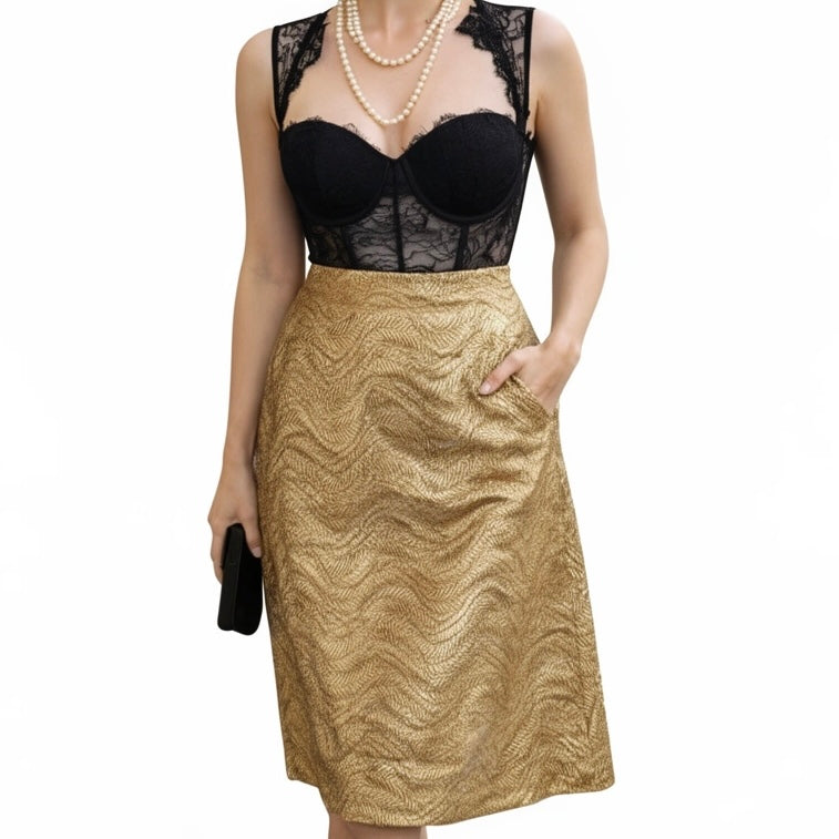Lingerie Body Suit with Gold Skirt