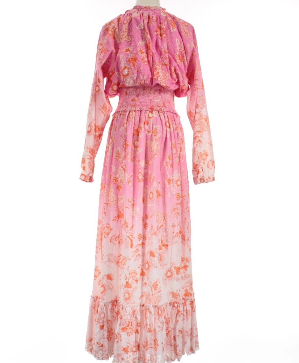 Hemant & Nadita Sudra Long Sleeve Maxi Dress in Florals Sz S