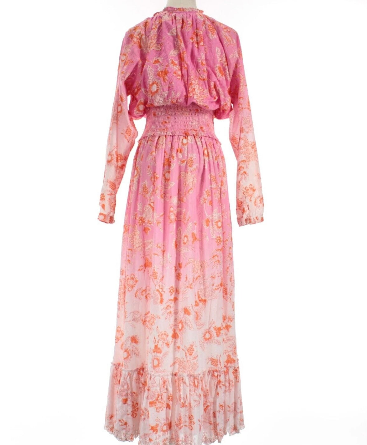 Hemant & Nadita Sudra Long Sleeve Maxi Dress in Florals Sz S