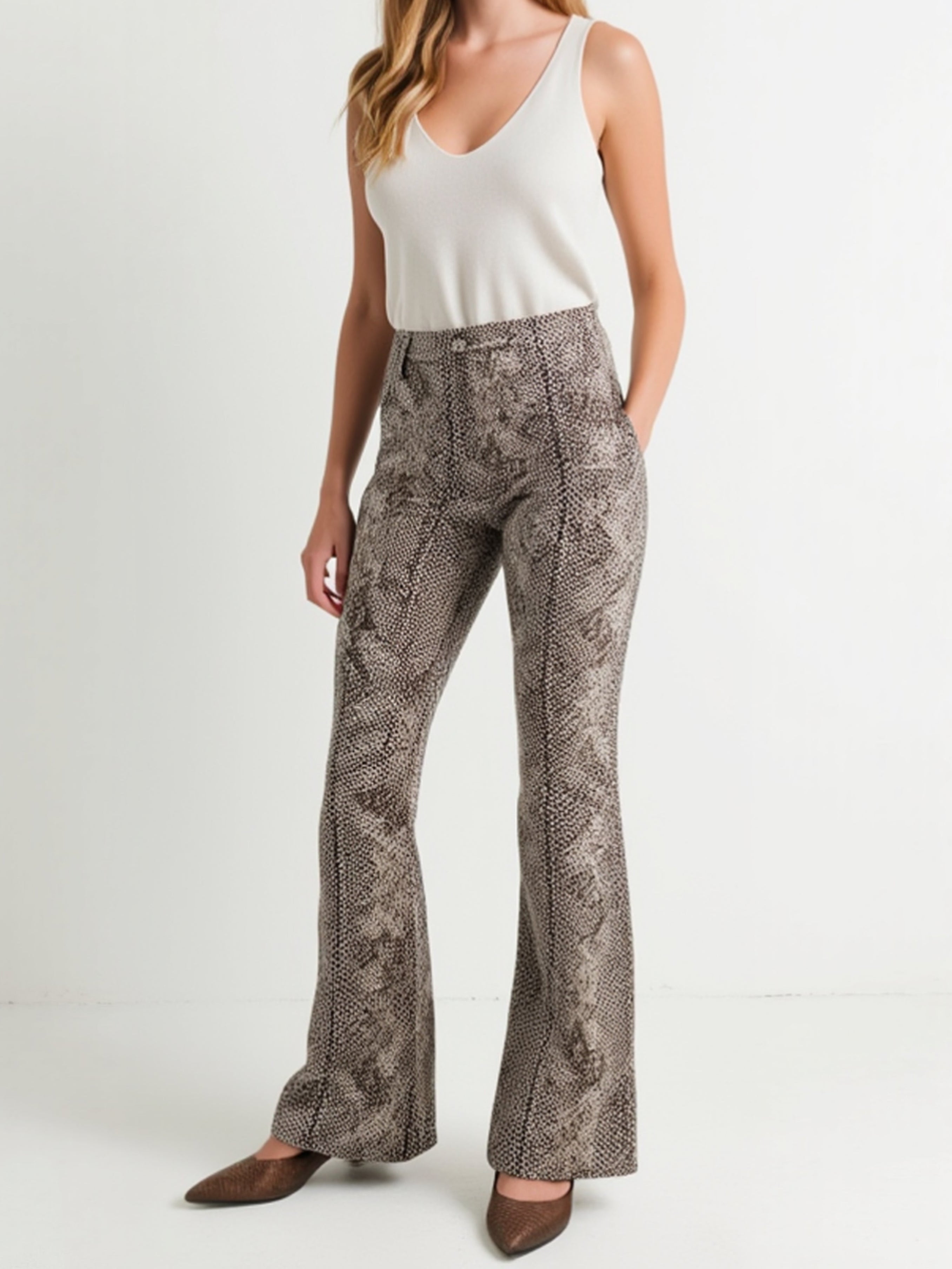 Cotton & Spandex Brown Python Pants Sz 6