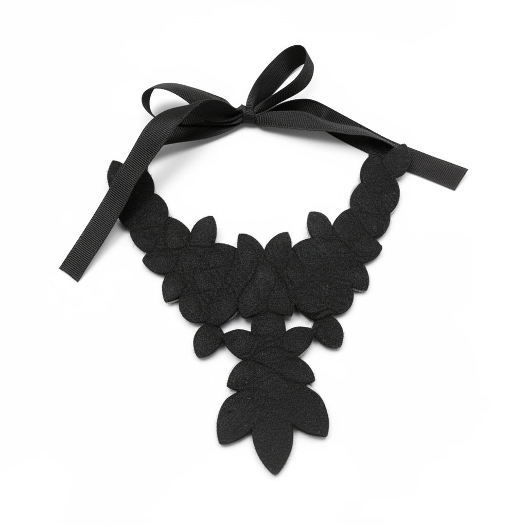 Crystal ribbon tie necklace