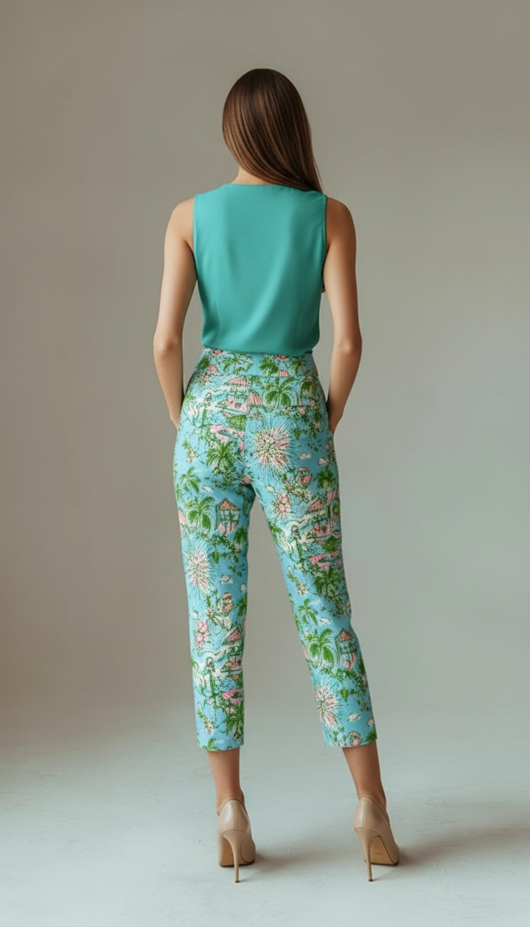 Lilly Pulitzer UPF 50+ Luxletic 28" Corso Pant - Fresh Water Blue Sunbathers Bliss Golf