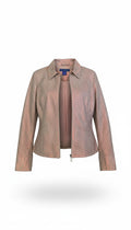 Iridescent Pink Italian Leather Jacket with Micro Star Cutouts