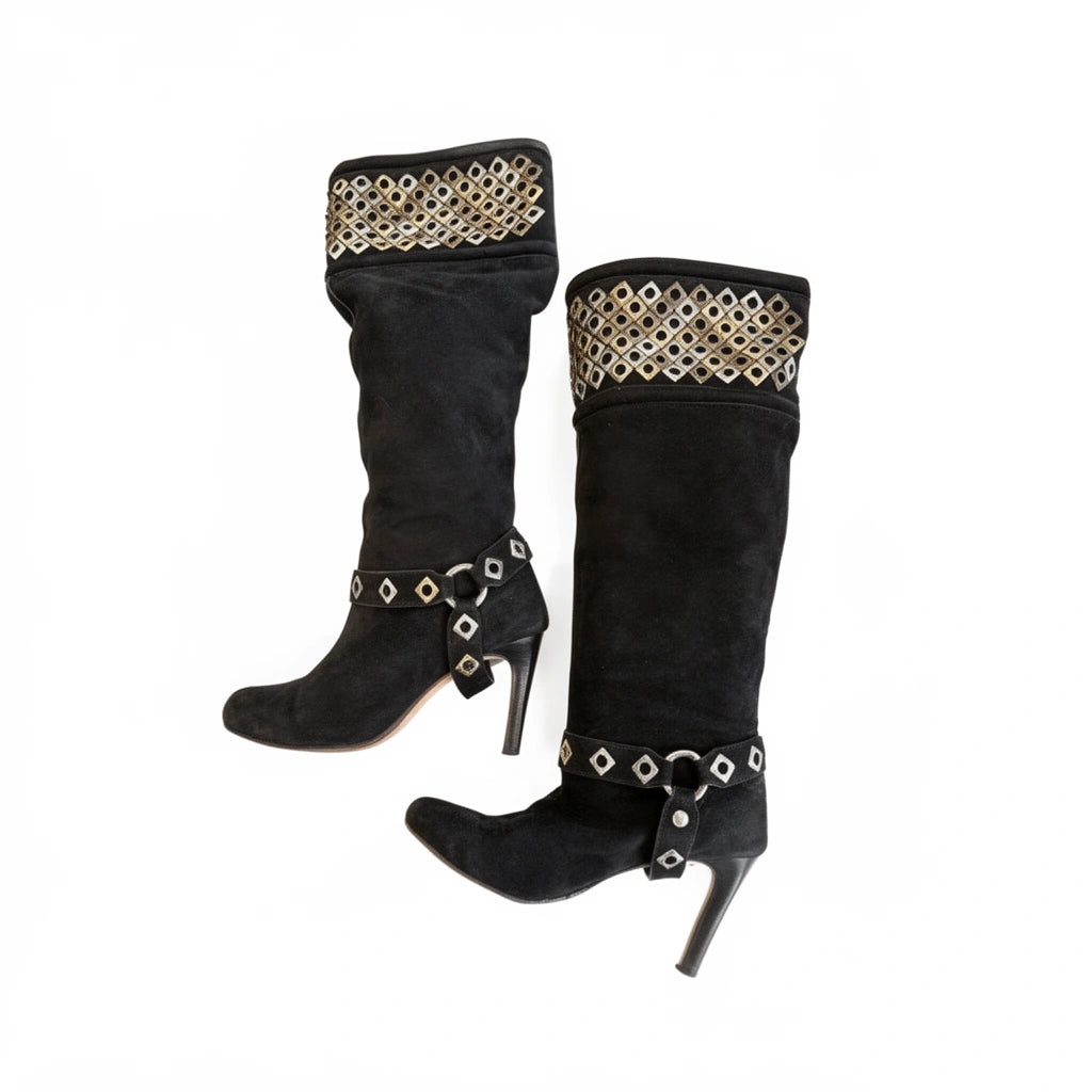 Kathy Van Zeeland Suede Studded Knee-High Boots