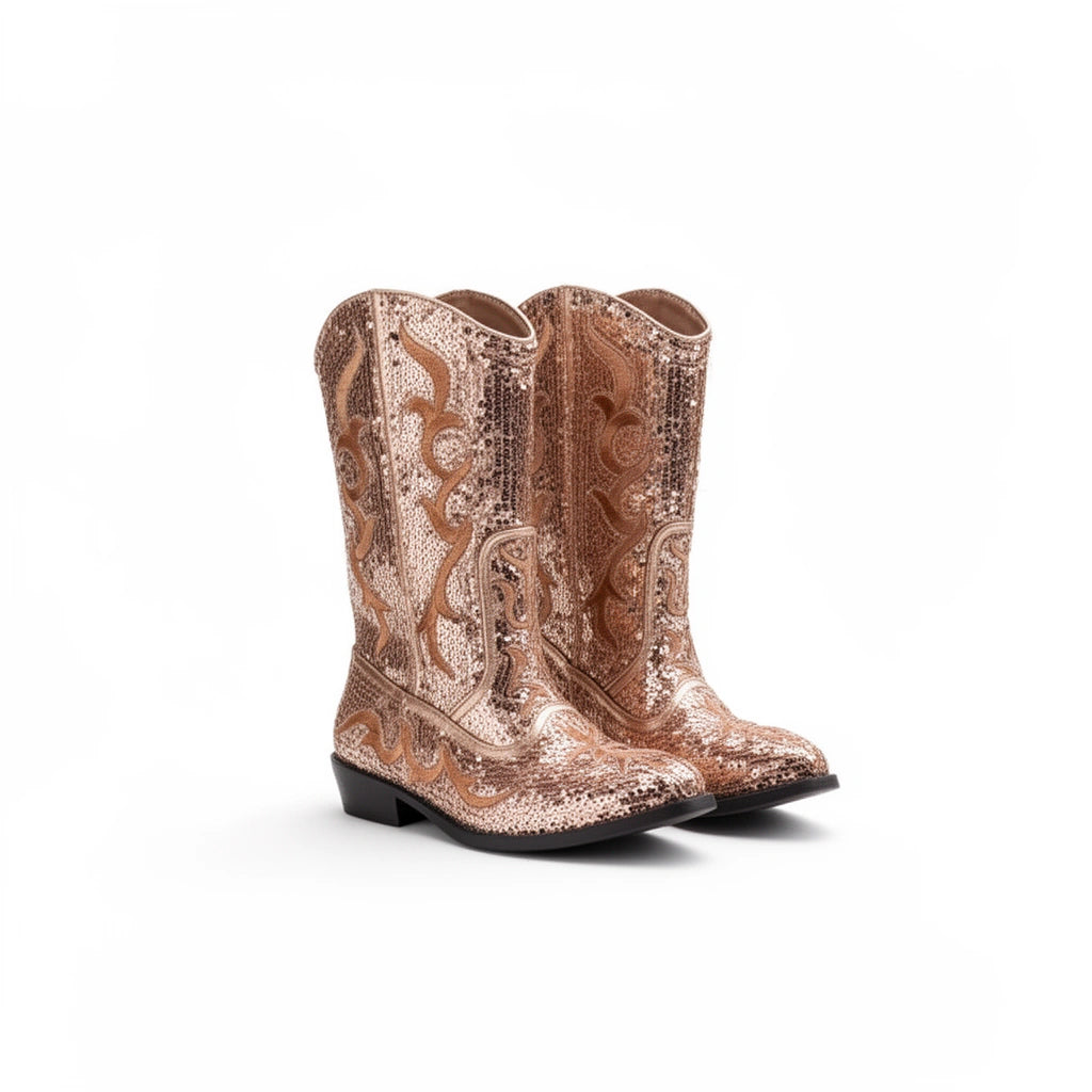 Bronze Sequin Cowboy Boots