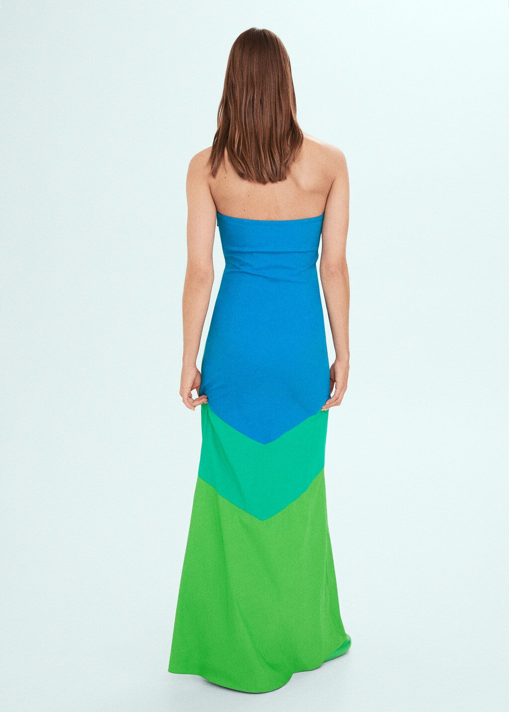 Mango X Simon Miller Sirena Blue Green Strapless Dress Large