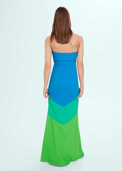 Mango X Simon Miller Sirena Blue Green Strapless Dress Large