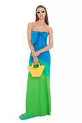 Mango X Simon Miller Sirena Blue Green Strapless Dress Large