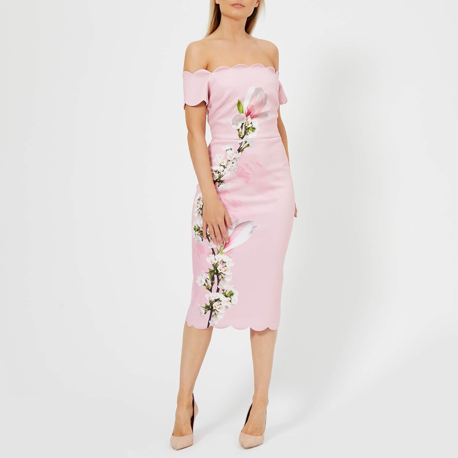 Pale Pink Ted Baker Olyva Harmony Scallop Bodycon Dress