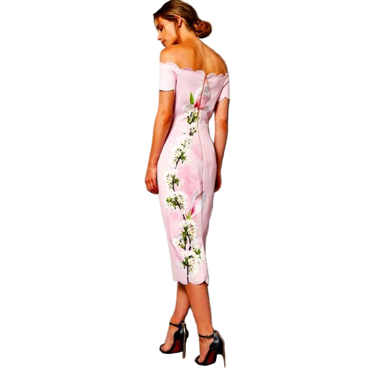 Pale Pink Ted Baker Olyva Harmony Scallop Bodycon Dress