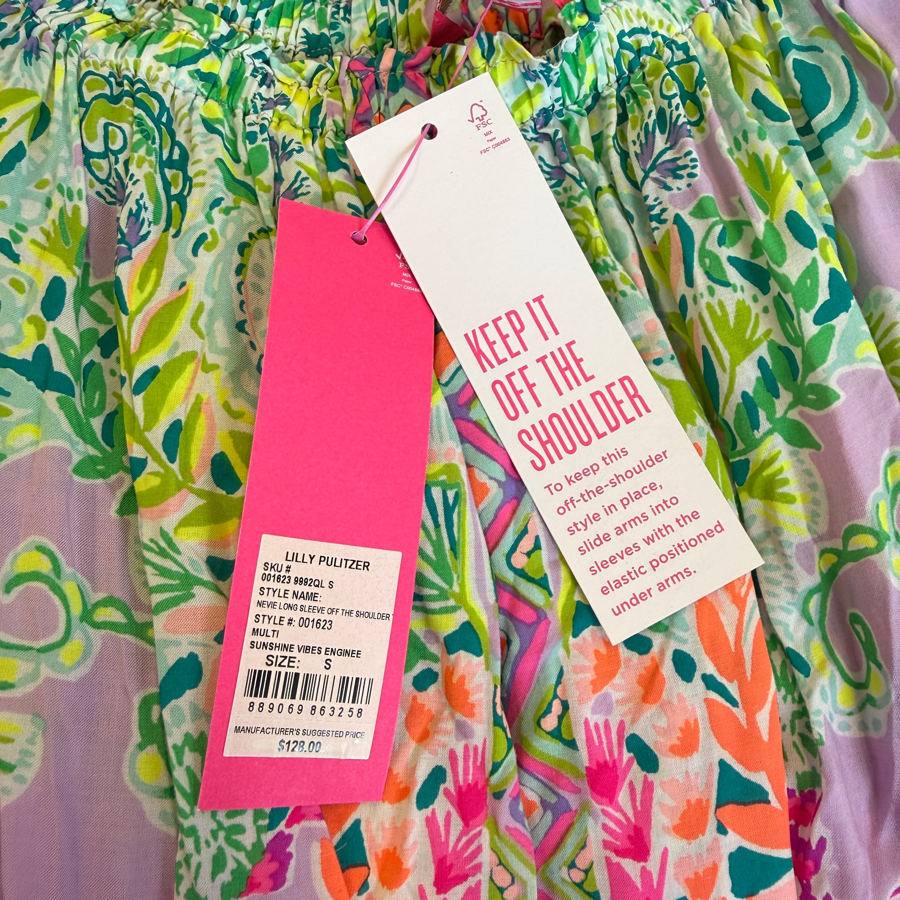 LILLY PULITZER NEVE OFF SHOULDER SUNSHINE VIBES ENGINEE SMALL