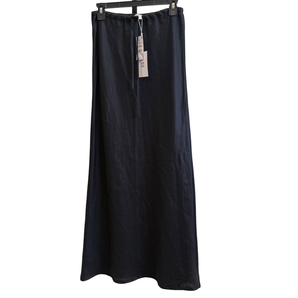 WAYF BLACK LINEN MIDI SKIRT XS