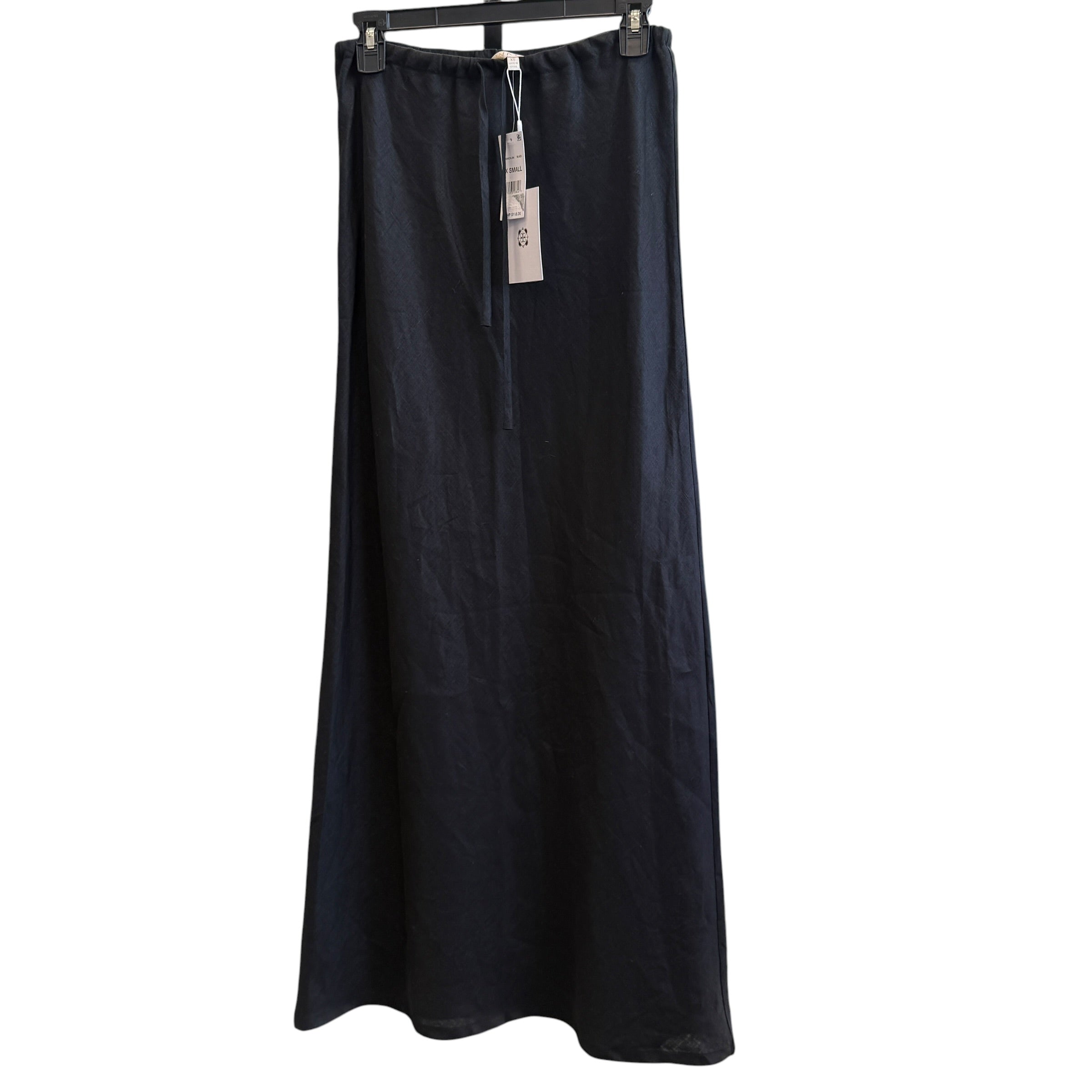 WAYF BLACK LINEN MIDI SKIRT XS