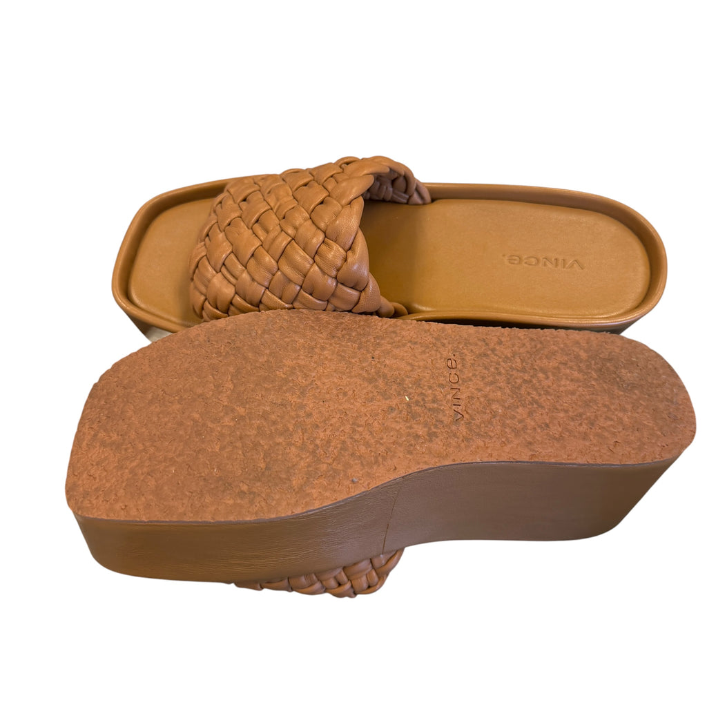 VINCE  MARI WOVEN LEATHER SLIDES 7.5