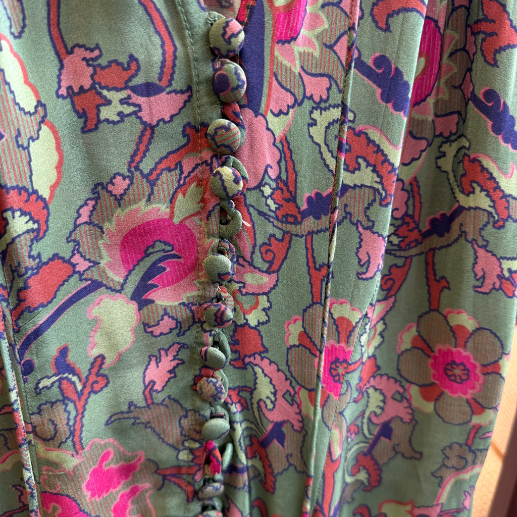 LOVE THE LABEL GREEN FLORAL PRAIRE DRESS MEDIUM