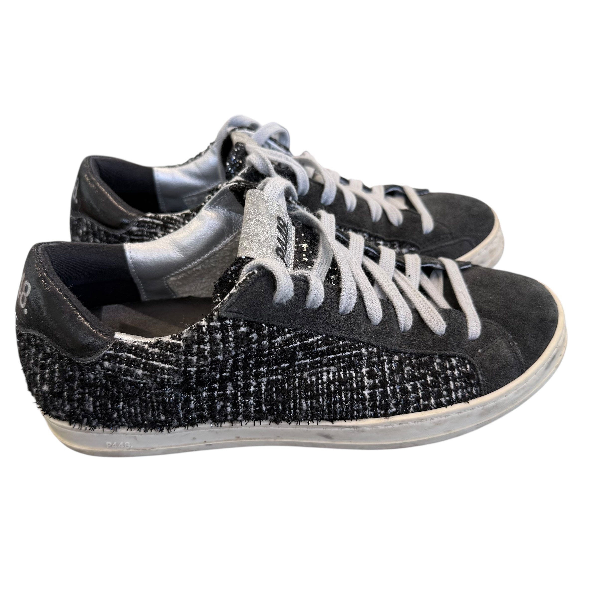 P448 Black Tweed Skateboarding Sneaker Size 38 (US 7.5)